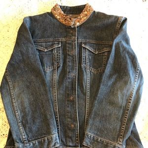 Ladies Banana Republic beaded Jean jacket Sz 4 EUC
